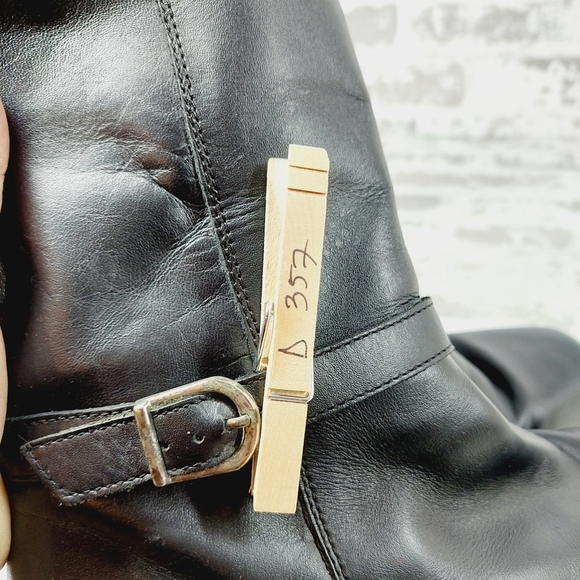 Boutique Black Leather Fur Trim Buckle Ankle Strap Block Heel Winter Boots D357 - Picture 13 of 13